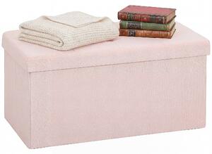 HOMCOM skládací úložný taburet 84 l (76×38×38 cm) — potah se vzhledem lnu, nosnost 120 kg, růžový | Aosom