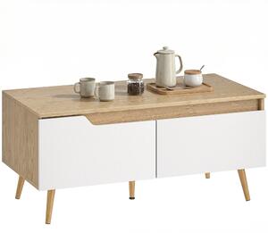 HOMCOM konferenční stolek — moderní nízký stolek se 2 zásuvkami, nohy ze smrku, 100 × 50 × 46 cm | Aosom