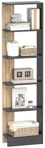 HOMCOM knihovna s 5 otevřenými přihrádkami, jednoduchý moderní design – ideální do obýváku, ložnice nebo pracovny, 45 x 21 x 170 cm, černá/dub | Aosom