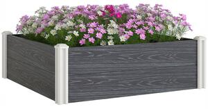 Outsunny vinylový vyvýšený záhon, 102 × 102 × 33 cm – modulární sada s nasouvacími nohami a otevřeným dnem pro květiny, bylinky a zeleninu, tmavě šedá