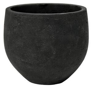 Pottery Pots Venkovní květináč kulatý Mini Orb M, Black Washed (barva tmavě šedá), kolekce Rough, materiál Fiberclay, průměr 25 cm x v 21 cm, objem cca 8 l