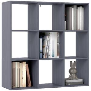 HOMCOM regál — 3patrový 9přihrádkový otevřený regál do obýváku, kanceláře i ložnice — 91 × 29,5 × 91 cm (šedý) | Aosom