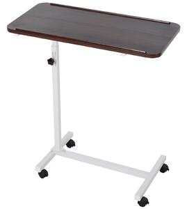 HOMCOM C‑stolek na kolečkách, výškově nastavitelný, 77 × 40 × 76–100 cm, tmavý ořech | Aosom