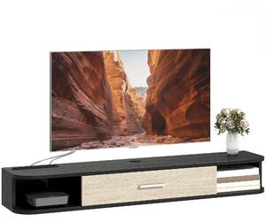 HOMCOM závěsný TV stolek 120 cm – pro televize do 127 cm, výklopná dvířka, 2 přihrádky, vedení kabelů | Aosom