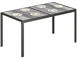 Outsunny obdélníkový zahradní jídelní stůl pro 4–6 osob, deska PSPC s dřevěným vzhledem a pozinkované ocelové nohy, 150 x 80 x 74 cm, šedý | Aosom