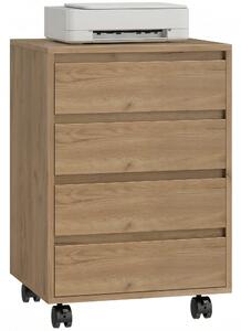 HOMCOM 4-zásuvkový mobilní kancelářský kontejner s kolečky, 46 x 40 x 65 cm – hnědý | Aosom