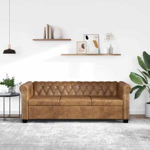 Chesterfield sedačka 3místná umělá kůže hnědá 243620