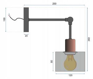 Toolight - Nástěnné svítidlo Cali APP002-1W, černá-růžová zlatá, OSW-00201