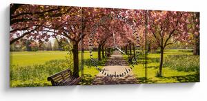 Obraz - sad třešní (s hodinami) (90x30 cm)