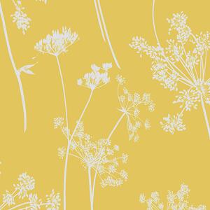 Okrovo-stříbrná vliesová tapeta luční květiny, tráva 105578, Reclaim, Graham&Brown