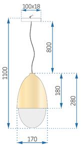 Toolight - závěná lampa E27 60W APP952-1CP, hnědá-bílá, OSW-04035
