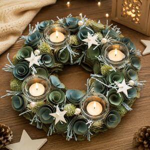 Adventní věnec v barvě mátové – 30 cm 3001229