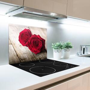 Skleněné deska do kuchyně Růže na dřevo 60x52 cm