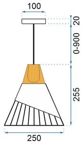 Toolight - Skandidávská závěsná stropní lampa APP225-1CP, černá-hnědá-růžová zlatá, OSW-00892