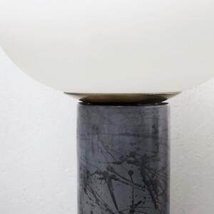 House Doctor Bílá skleněná stolní lampa Opal 45 cm s keramickým podstavcem
