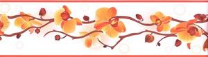 Samolepící bordura B83-13-11, rozměr 5 m x 8,3 cm, orchidej oranžovo-hnědá, IMPOL TRADE