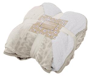 Luxusní krémová beránková deka z mikroplyše se vzorem, 180x200 cm