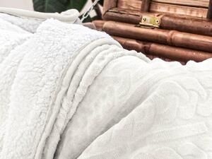 Luxusní krémová beránková deka z mikroplyše se vzorem, 180x200 cm