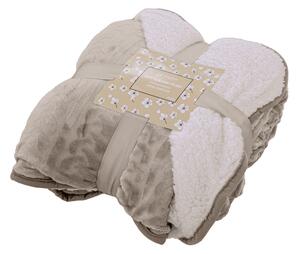 Luxusní světle hnědá beránková deka z mikroplyše se vzorem, 180x200 cm