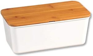 Kesper, Úložný box na chléb s prkénkem z bamusu, bílý, 36 x 20 x 14 cm