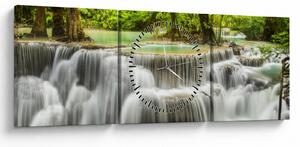 Obraz vodopádů (s hodinami) (90x30 cm)