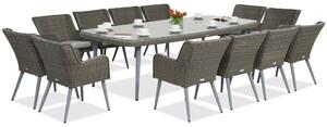 Exkluzivní jídelní set s velkým stolem Cordoba pro 12 osob Garden Point šedý
