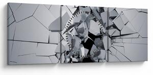 Obraz abstrakce 3D (s hodinami) (90x30 cm)