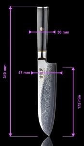 Gudaro - Damaškový kuchyňský nůž AKIRO 7", 67 vrstev oceli, délka 17,5 cm, černá