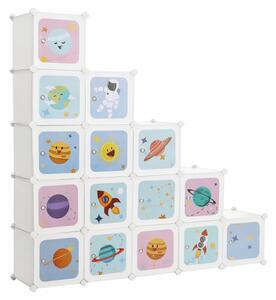 Songmics, Organizér na hračky 15 boxů, vesmír 153 x 31 x 153 cm