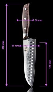 Gudaro - Damaškový Santoku kuchyňský nůž SHIRO 7", 67 vrstev oceli,délka 17,5cm