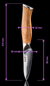 Gudaro - Damaškový kuchyňský nůž TAKUMI 3,5",67 vrstev oceli, délka 9,5 cm,ořech