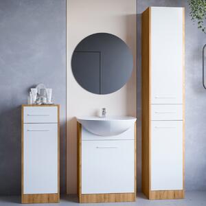 Koupelnový nábytek se zrcadlem SLIDO MINI dub artisan / bílý