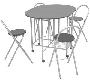 Pětidílný jídelní set skládací, MDF černý 243902