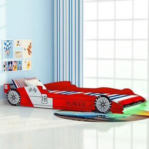 Dětská LED postel závodní auto, 90x200 cm, červená 243936