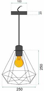 Toolight, Stropní svítidlo, geometrické, závěsné, loft styl na laně APP678-1CP, černá-hnědá, OSW-05644