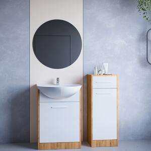 Koupelnový nábytek se zrcadlem NEPPA MINI dub artisan / bílý