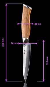 Gudaro - Damaškový univerzální kuchyňský nůž TAKUMI 5", délka 12,5 cm,ořech
