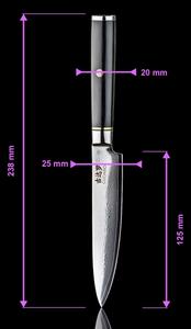 Gudaro - Damaškový univerzální kuchyňský nůž AKIRO 5", délka 12,5 cm, černá