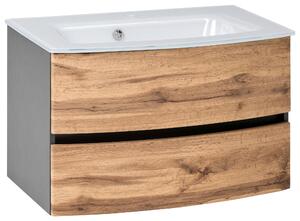 SKŘÍŇKA S UMYVADLEM, barvy dubu, barvy grafitu, 80 cm Held - Koupelnové série, Online Only