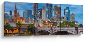 Obraz města Melbourne (s hodinami) (90x30 cm)