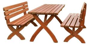 Dřevěný zahradní set STRONG 2, stůl masiv 180cm + 2x lavice