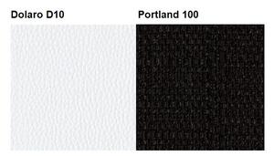 Vivien - U rohová sedací souprava, Portland 100/Dolaro D 10 bílá/černá