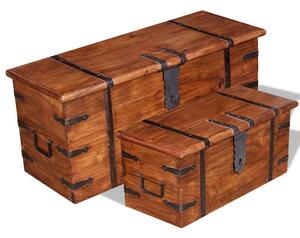 Set dvou úložných truhel masivní dřevo 244050