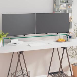 TV stolek / podstavec na monitor čiré sklo 110x30x13 cm 244132