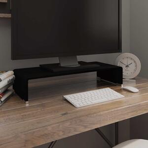 TV stolek / podstavec na monitor sklo černý 60x25x11 cm 244135