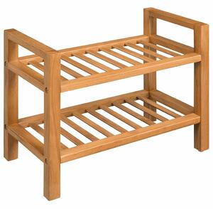 Botník s 2 policemi 50 x 27 x 40 cm masivní dubové dřevo 244208