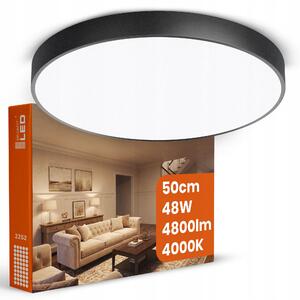 Černé kulaté stropní LED svítidlo 48 W, 4800 lm, 50 cm – neutrální bílá, IP20