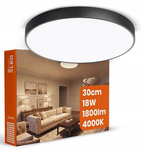 Černé kulaté stropní LED svítidlo 18 W, 1800 lm, 4000 K, 30 cm – neutrální bílá