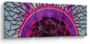 Abstraktní obraz - fialové větve (s hodinami) (90x30 cm)