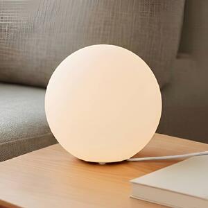 Lindby Stolní lampa Marike, bílá, sklo, globus, Ø 25 cm, E27, Bílá / opál, Obývací pokoj / jídelna, Sklo, Moderní, Tischleuchte andere